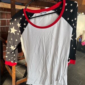 Express 3/4 length sleeve Star Tee - Black, White, Red
